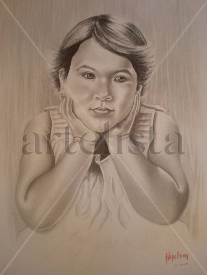 Catalina Maria Pencil (Black) Paper Portrait