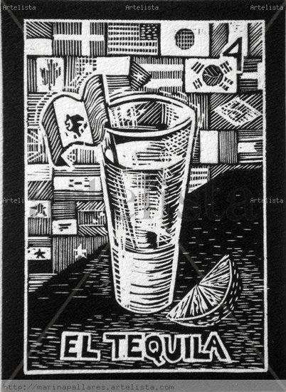 El tequila Linocut