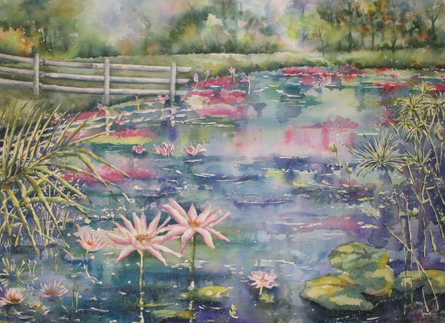 Lotos en el agua Watercolour Paper Landscaping