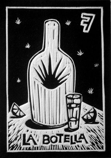 La botella Linocut