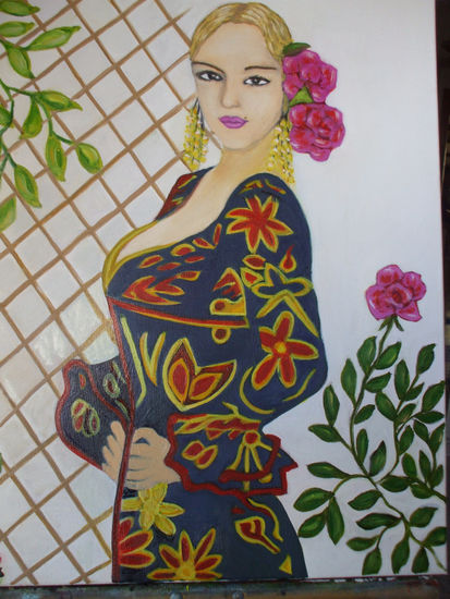 Retrato de Violeta, Oil Canvas Portrait