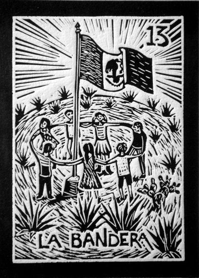 La bandera Linocut