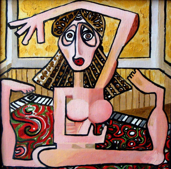 La flaca.... Oil Panel Figure Painting