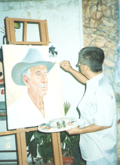 RETRATO DE DON SATURNO RAMOS A SUS 99 AÑOS DE EDAD. Óleo Lienzo Retrato