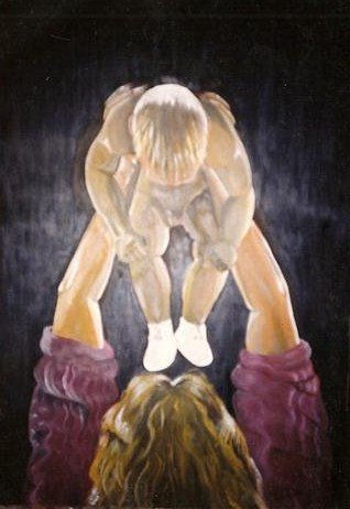 Amor de Madre Oil Panel Figure Painting