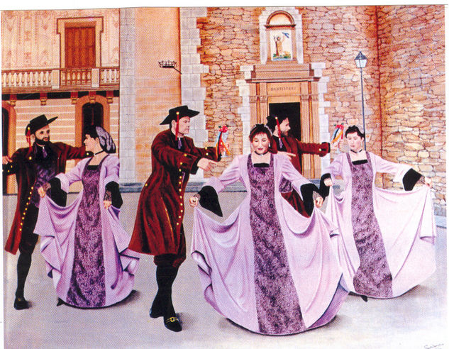 Baile Veguers de Sant Joan Oil Canvas