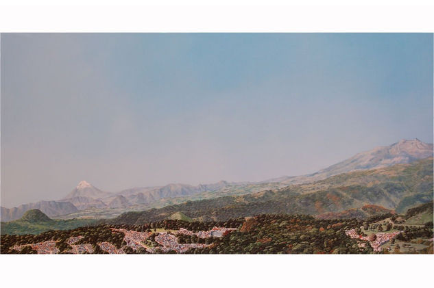 Vista de Coatepec desde el Cerro de las Culebras Óleo Lienzo Paisaje