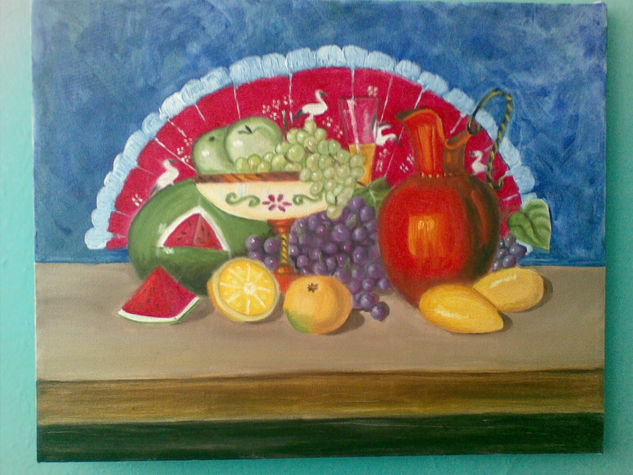 Bodegon Abanicando Oil Canvas Still Life Paintings