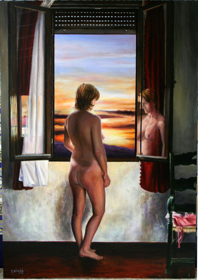 Desde mi ventana Oil Canvas Figure Painting