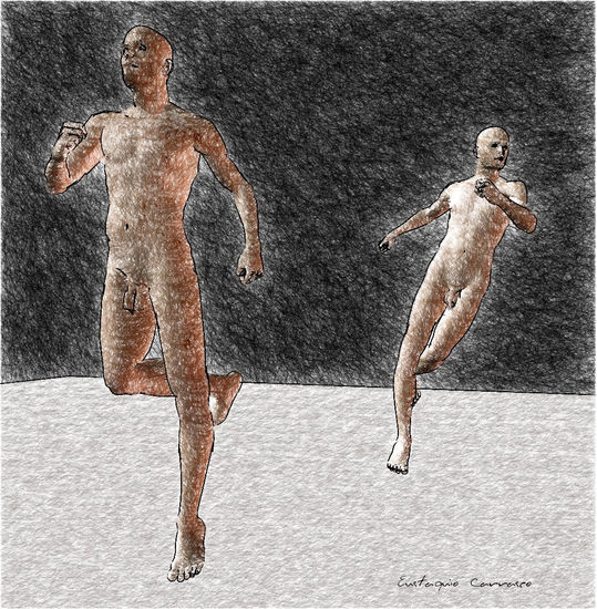 Two Men Running 