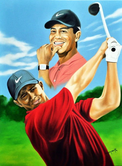 Tiger Woods Oil Canvas Sports