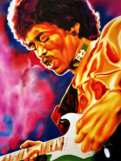 Jimi Hendrix ''Golden Fingers'' Oil Canvas Landscaping