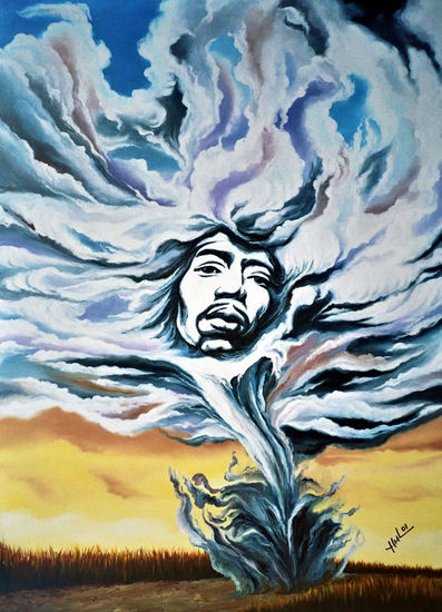 Jimi Hendrix ''Kiss The Sky I'' Oil Canvas Portrait