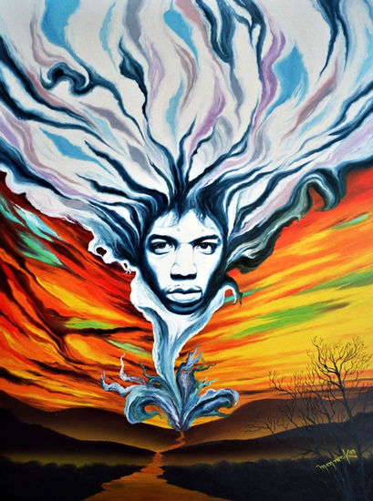 Jimi Hendrix ''Kiss The Sky II'' Oil Canvas Portrait