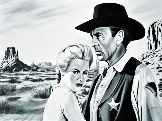 Grace Kelly and Gary Cooper ''High Noon'' Oil Canvas Portrait