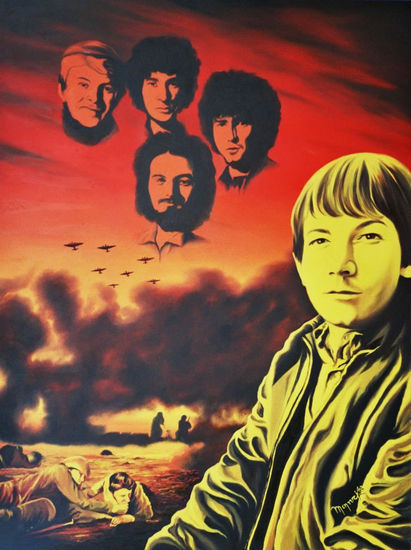 Eric Burdon and The Animals ''Sky Pilot'' Óleo Tabla Retrato