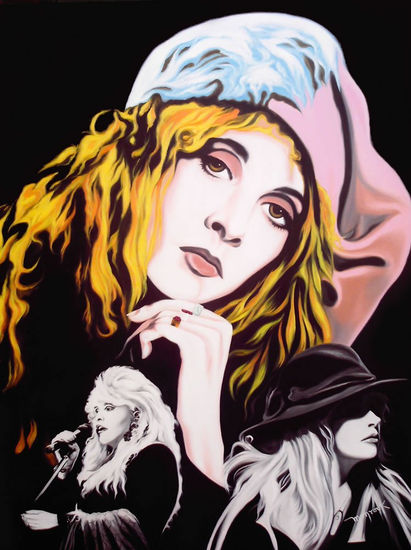 Stevie Nicks Oil Panel Portrait