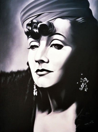 Greta Garbo Oil Canvas Portrait