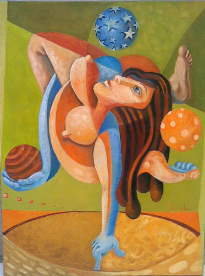 Malabarista Oil Textile Figure Painting