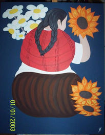 Mujer con girasoles...