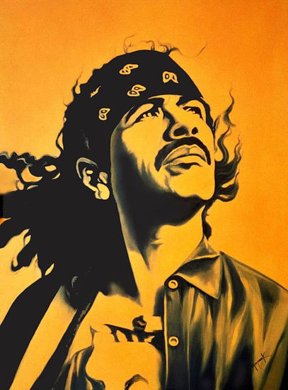 Carlos Santana Oil Canvas Portrait