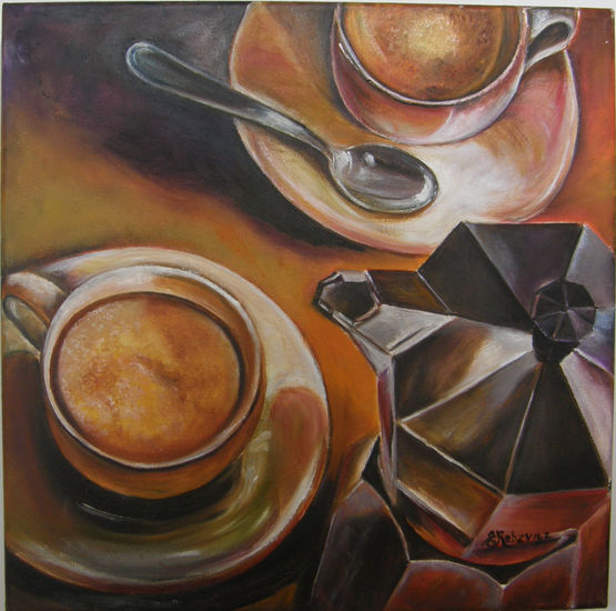 ¿UN CAFECITO? Oil Canvas Still Life Paintings