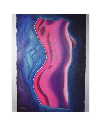 SUMERGIRSE EN AZUL Oil Canvas Nude Paintings