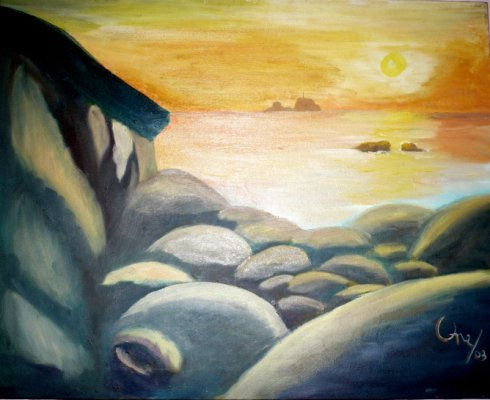 Atardecer junto a un mar apacible Oil Canvas Landscaping