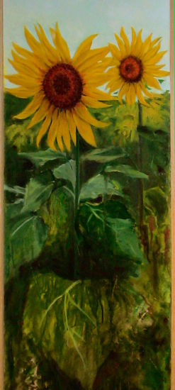 girasoles Óleo Tabla Paisaje