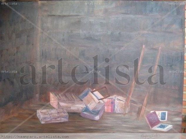 Ordenando libros Oil Canvas Landscaping