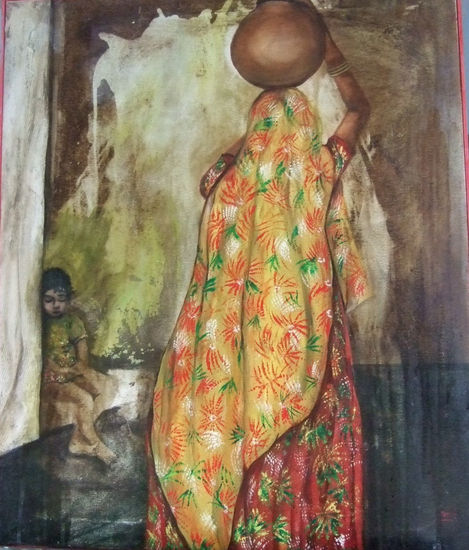 Estampa de La India Oil Canvas Portrait