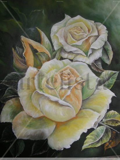 ROSAS AMARILLAS Oil Canvas Floral Painting