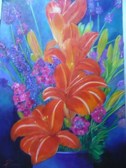 Jardin de cuatro Oil Canvas Floral Painting