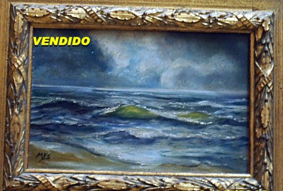 "La ola" Oil Panel Marine Painting