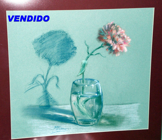 "Clavel" Pastel Paper Floral Painting