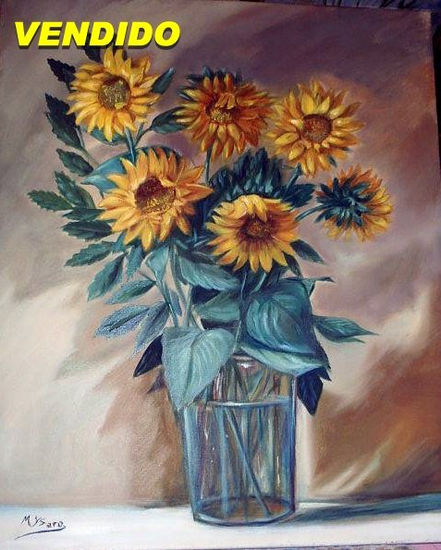 "Girasoles" Oil Panel Floral Painting