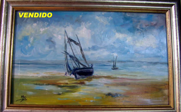 "En la arena" Oil Canvas Marine Painting