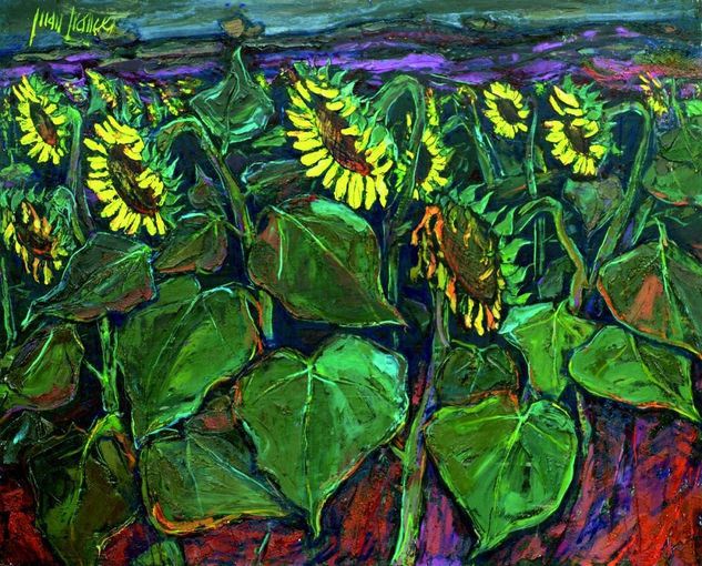 Girasoles Oil Panel Floral Painting