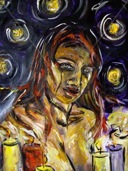 La mujer en la penumbra Acrylic Canvas Portrait