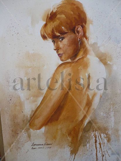 Luz de la aurora Watercolour Card Nude Paintings