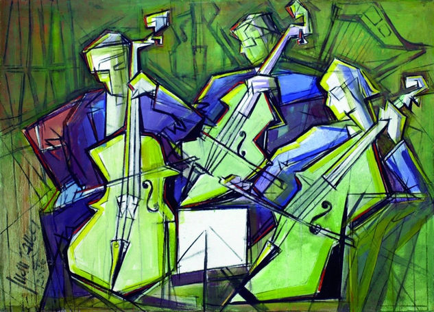 Músicos Acrylic Canvas Figure Painting