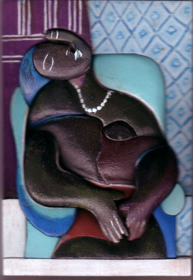 MUJER NEGRA DORMIDA Wood Mixed