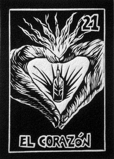 El corazón Linocut