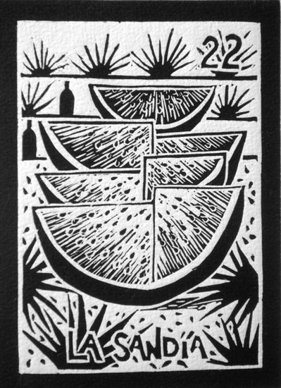 La sandía Linocut