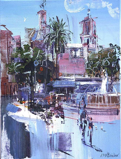 Plaza de las Flores II Acrylic Canvas Landscaping