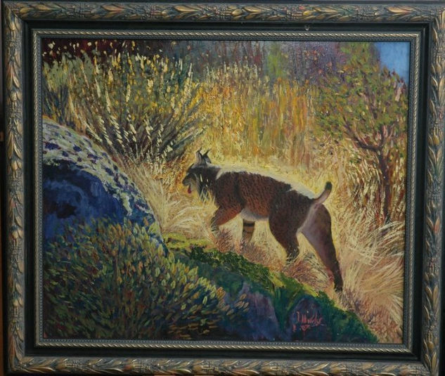 Lince Ibérico de cancaneo  (Lynx pardinus) Obra inconclusa Oil Panel Animals