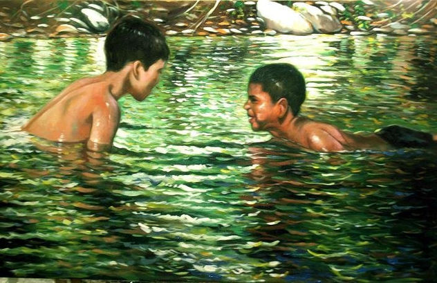 niños dandoce un baño