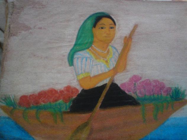 Florista indígena en Xochimilco, México