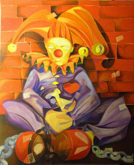 El payaso rojo Oil Canvas Figure Painting