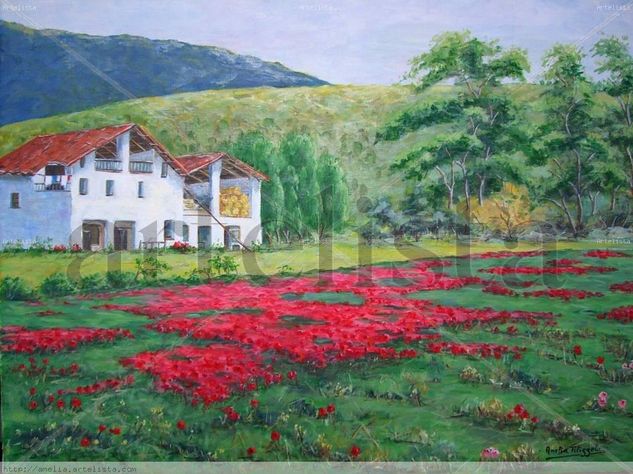 Primavera en la Garrotxa Oil Canvas Landscaping